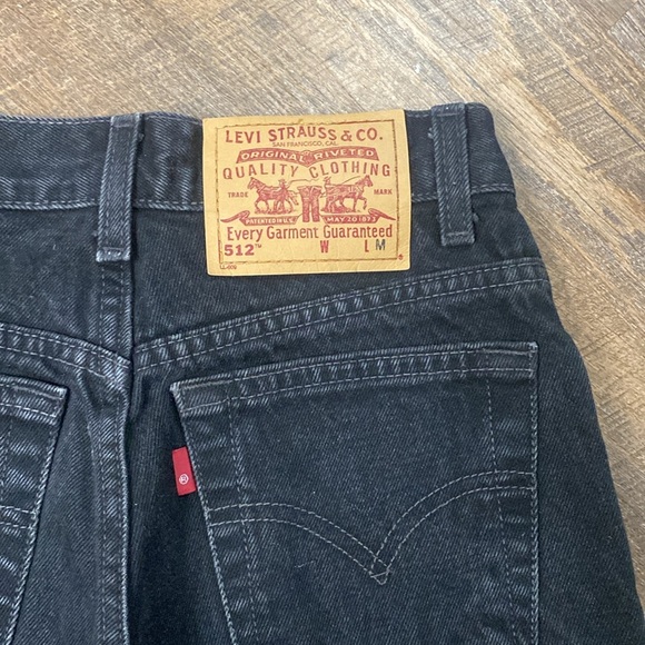 1999 VINTAGE LEVI’S 512 SLIM FIT STRAIGHT LEG HIGH WAISTED CREASED BLACK WASHED - Picture 7 of 16